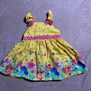 Vtg Nannette Baby Sz 18 Months Yellow Sundress Multiple Color Floral Flowers (D)